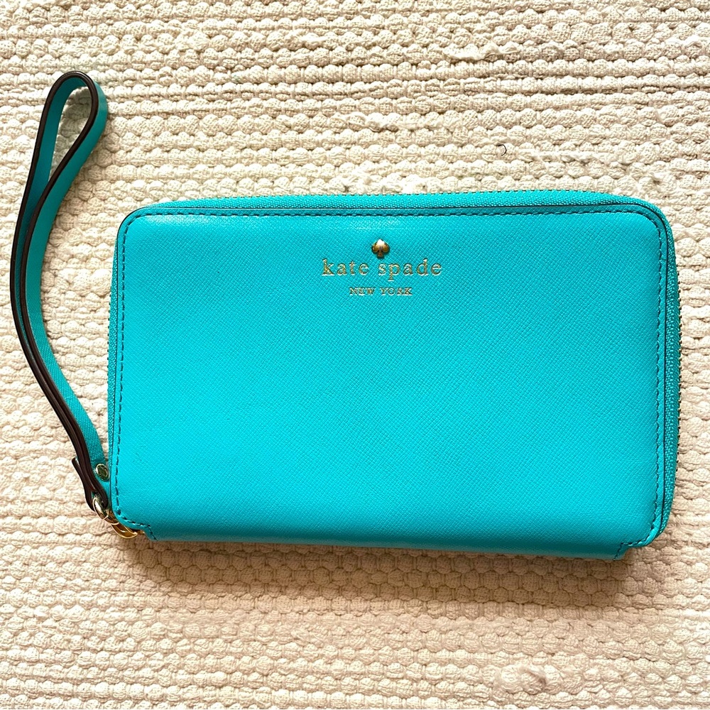 Kate Spade Zip Wristlet Wallet Purse Turquoise